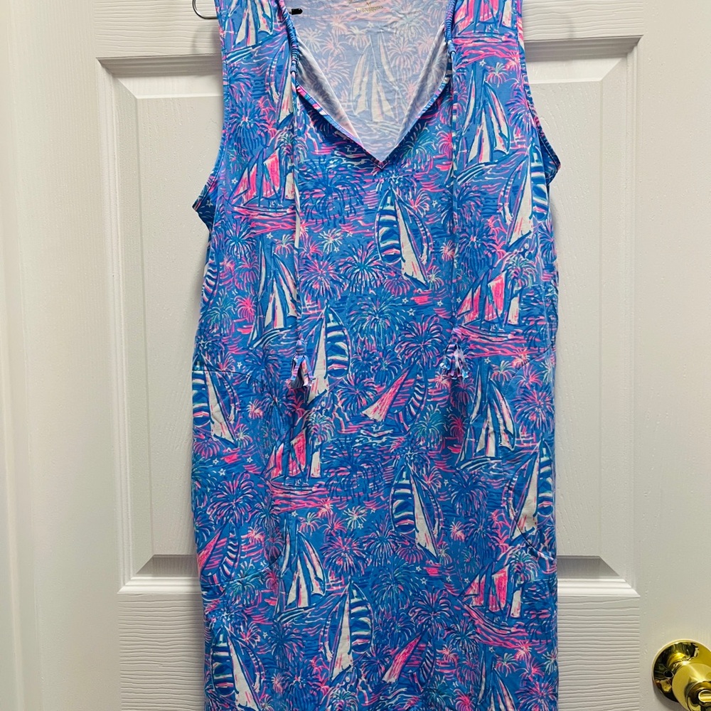 Lilly Pulitzer sailboat fireworks swim coverup with pockets
